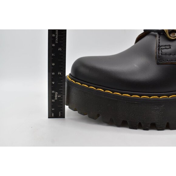 Dr Martens Women 10 Leona Lug Sole Platform Black Vintage Leather Derby Shoes - Picture 8 of 13